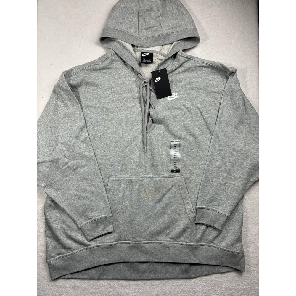 Nike Sportswear Lace Up Hoodie Heather Gray Womens XXL 929531-063 Pullover NWT